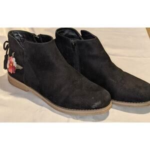 Comfortview The Sienna Women's Vegan Black Suede Embroidered Booties Size 10 W